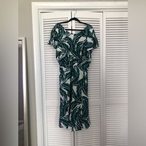 WHO WHAT WEAR jungle/plant print ruffle dress (target)